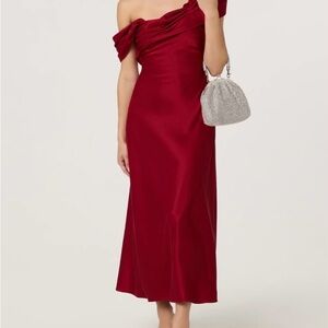 ASTR the Label Red One Shoulder Dress